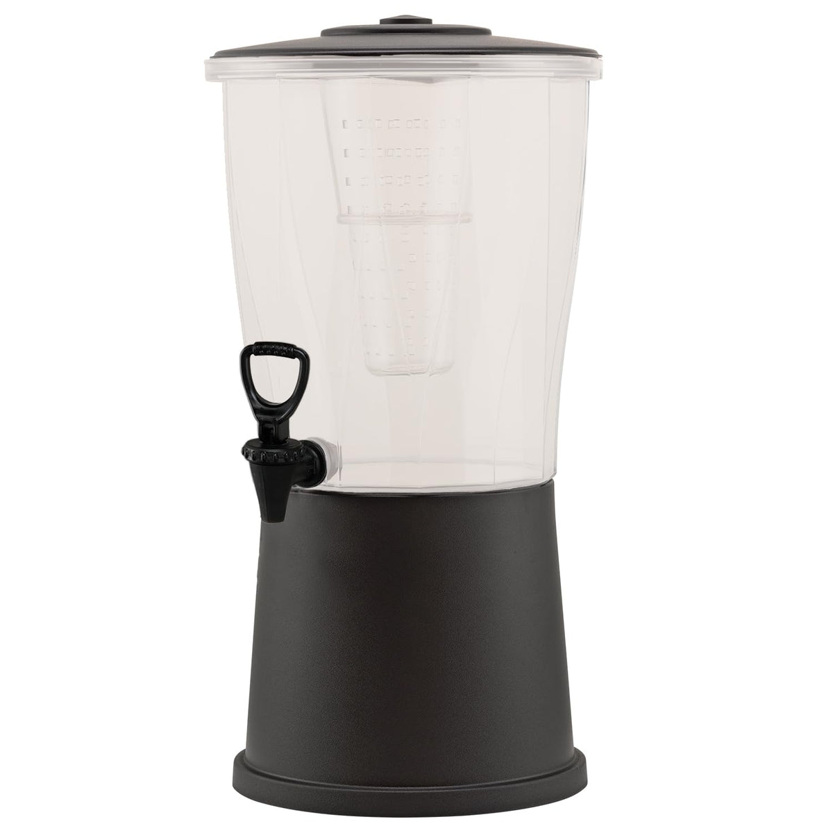 Beverage Dispenser with Infuser Tube by Service Ideas – 3 Gallon, 3.0 gallons, Polycarbonate (PC), Black, Model CBDRP3BL