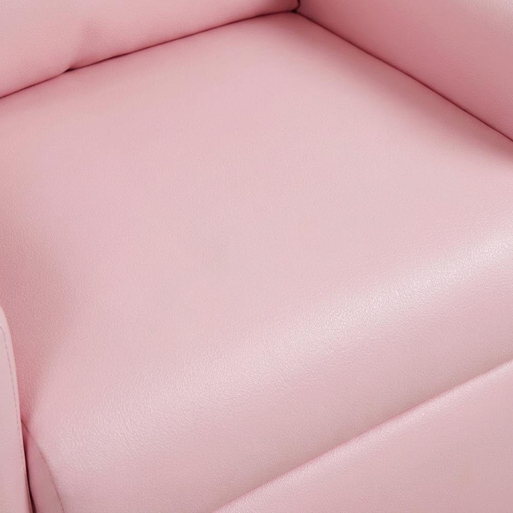 Pink Kids Recliner Chair with Cupholder by Furnifact – PVC Fabric, Wood, Foam, Pink