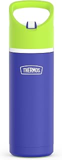 Thermos, Stainless Steel Water Bottle with Flip Straw, 20 Ounces, Blue
