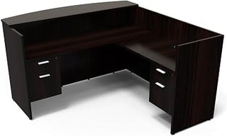 Kai by i5 Commercial 71" x 72" L-Shape Reception Desk with Double Hanging Pedestals RD7172P-1 Espresso