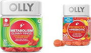 OLLY Metabolism Gummy Rings, Apple Cider Vinegar, Vitamin B12, Chromium & Probiotic + Prebiotic Gummy, Digestive Support and Gut Health, 500 Million CFUs, Fiber