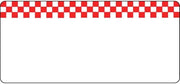 HUBERT Deli Tag Write on Style with Red Checkerboard Design White Heat Resistant Merchandising Tag - 4 3/8 L x 2" H, 12/Bag
