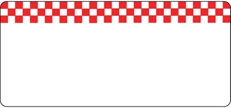 HUBERT Deli Tag Write on Style with Red Checkerboard Design White Heat Resistant Merchandising Tag - 4 3/8 L x 2" H, 12/Bag