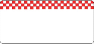 HUBERT Deli Tag Write on Style with Red Checkerboard Design White Heat Resistant Merchandising Tag - 4 3/8 L x 2" H, 12/Bag