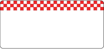 HUBERT Deli Tag Write on Style with Red Checkerboard Design White Heat Resistant Merchandising Tag - 4 3/8 L x 2" H, 12/Bag