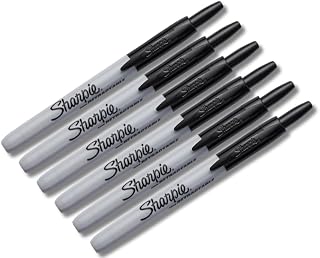 Sharpie Retractable Permanent Markers | Fine Point | Black | 6 Count