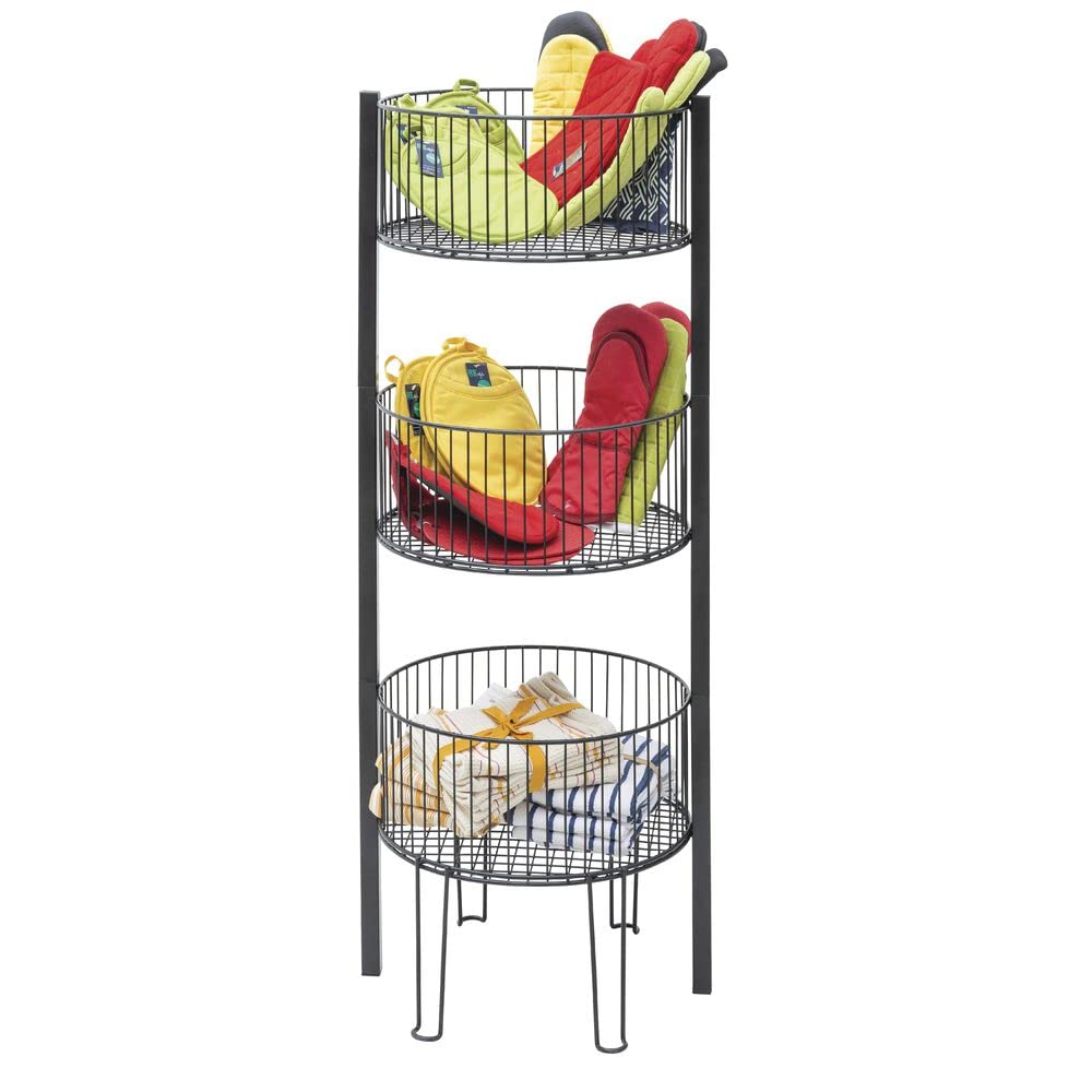 3-Tier Dump Bin - 18"Dia x 49 12/25"H by HUBERT – Metal, Black, Model 60807