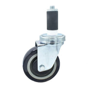BK Resources 4" Polyurethane 1-1/4" Expanding Stem Swivel Caster for Work Tables – 4", Polyurethane (PU), Silver, Model 4SBR-2RA-PLY