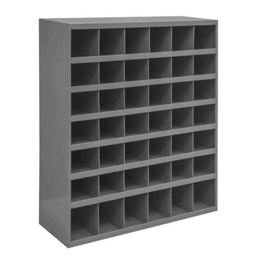 All-Welded Steel Bin Shelving - 33-3/4x12x42 - (42) 5-3/8x11-7/8x5-1/2 Bins by Durham – 12"L x 33.75"W x 42"H, Alloy Steel, Grey, Model 360-95
