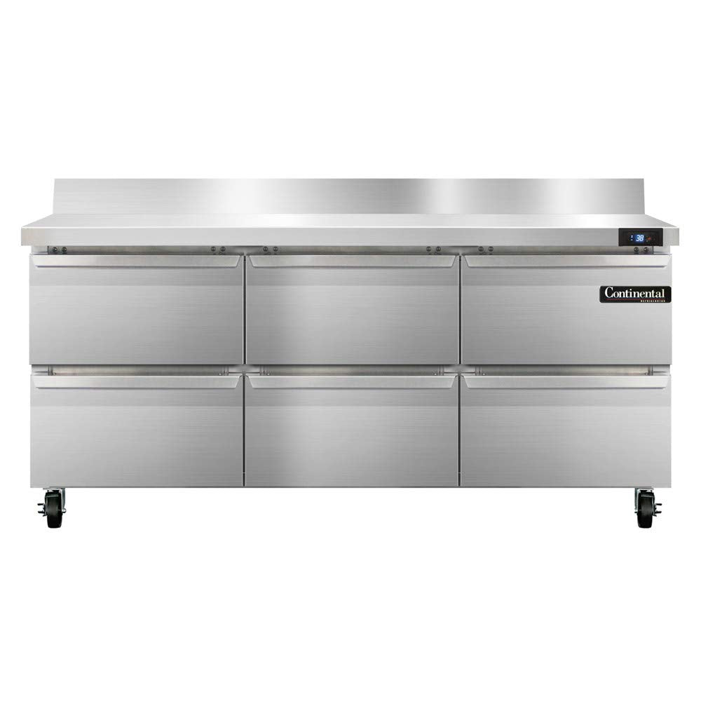 Continental Refrigerator SW72-BS-D Three Section Work Top Refrigerator 72"W by Value Line – 20.6 cubic_feet, Model r290