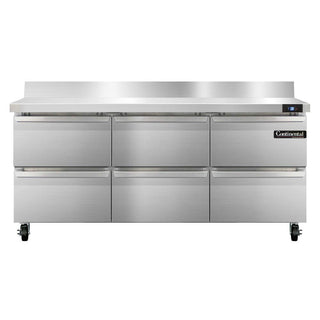 Continental Refrigerator SW72-BS-D Three Section Work Top Refrigerator 72"W by Value Line – 20.6 cubic_feet, Model r290