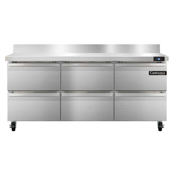 Continental Refrigerator SW72-BS-D Three Section Work Top Refrigerator 72"W by Value Line – 20.6 cubic_feet, Model r290