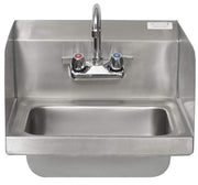 BK Resources Wall Mounted Stainless Steel Hand Sink with Faucet and Side Splashes – 16 Inches, Stainless Steel, 14x10 Bowl with Faucet and Side Splash, Model BKHS-W-1410-SS-P-G