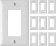 Legrand Pass & Seymour TP26WCP Trademaster Mid-Size Unbreakable Nylon Wall Plate, 1 Gang, One Decorator Rocker GFCI Cover, White (10 Pack)