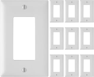 Legrand Pass & Seymour TP26WCP Trademaster Mid-Size Unbreakable Nylon Wall Plate, 1 Gang, One Decorator Rocker GFCI Cover, White (10 Pack)