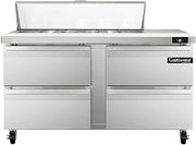 SW60-12C-D Sandwich Unit, 60" W, With 12 Pan Top Openings, 19" Cutting Board & Four Drawers
