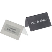 Table Tent Signs Brushed Stainless - 3 1/2"L x 1 3/4"H by HUBERT – Small Signage, Stainless Steel, Silver