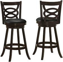 Furnifact Wood Swivel Bar Stools Set of 2, Traditional Counter Height Stools for Kitchen Island or Counter, Cappuccino