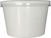 [250 Cups + 250 Lids] 96mm White Paper Deli Containers and PP clear Plastic Lids (16oz)