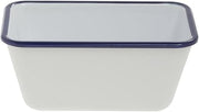 HUBERT Serving Bowl Enamelware Look Melamine White/Blue - 7" L x 4 1/4 W x 3 1/10 D