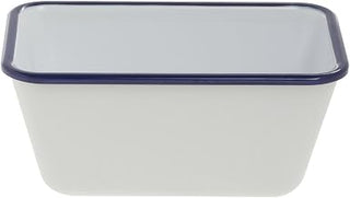 HUBERT Serving Bowl Enamelware Look Melamine White/Blue - 7" L x 4 1/4 W x 3 1/10 D