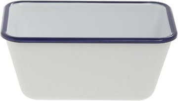 HUBERT Serving Bowl Enamelware Look Melamine White/Blue - 7" L x 4 1/4 W x 3 1/10 D