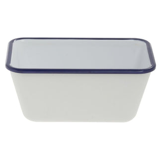Serving Bowl Enamelware Look Melamine White/Blue - 7" L x 4 1/4 W x 3 1/10 D by HUBERT – 7" x 3.5", Melamine, White, Model 240410