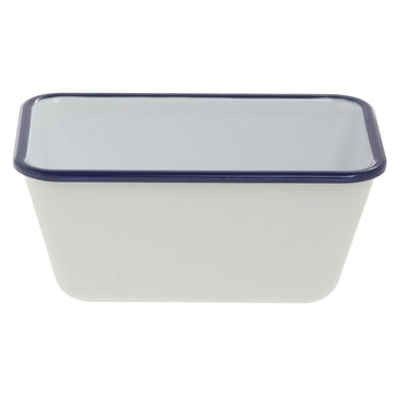 Serving Bowl Enamelware Look Melamine White/Blue - 7" L x 4 1/4 W x 3 1/10 D by HUBERT – 7" x 3.5", Melamine, White, Model 240410
