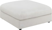 Furnifact Polyester-Linen Upholstered Ottoman Square, Large Foot Rest Footstool Ottoman Bench for Living Room Use, Beige