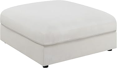 Furnifact Polyester-Linen Upholstered Ottoman Square, Large Foot Rest Footstool Ottoman Bench for Living Room Use, Beige