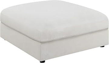 Furnifact Polyester-Linen Upholstered Ottoman Square, Large Foot Rest Footstool Ottoman Bench for Living Room Use, Beige