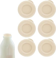 6pcs Silicone Replacement Caps for Libbey & Stanpac Glass Bottle, 48mm Diameter Milk Bottle Lids Replacement Reusable Covers Caps for Libbey & Stanpac Accessories (Off-White)