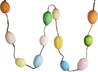Transpac Rustic Easter Egg Garland 59"" Long Rainbow Colors on Twine Cord