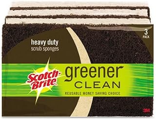 Scotch-Brite Greener Clean Heavy-Duty Scrub Sponge, 2 7/10 x .75 x 4 3/5, Brown, 3/Pack