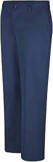 Red Kap Women's Plain Front Cotton Pants 4 Navy - Unhemmed