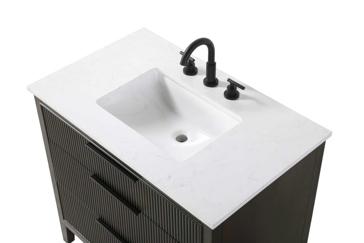 36" Single Bathroom Vanity in Chocolate Oak by Elegant Kitchen and Bath – unspecified, Aluminum, Chocolate, Model VF29836CO