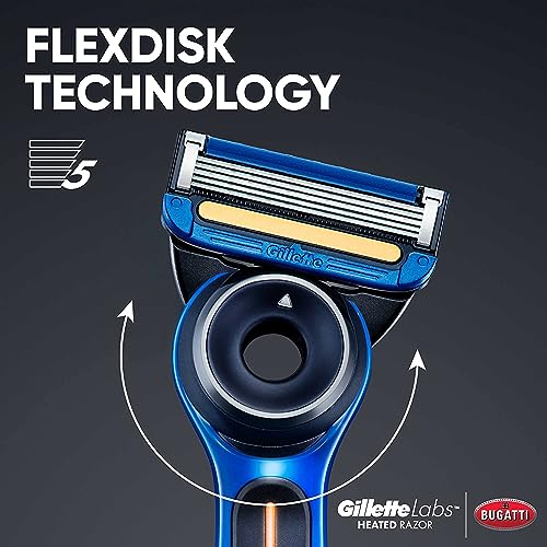 Gillette Bugatti Heated Razor Kit / 1 Count (Pack of 1) / Blue Cartridge Razors