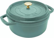STAUB La Cocotte Round Z1025-321 Pico Cocotte Round Eucalyptus 8.7 inches (22 cm) Handed, Cast Iron Pot, Induction Compatible