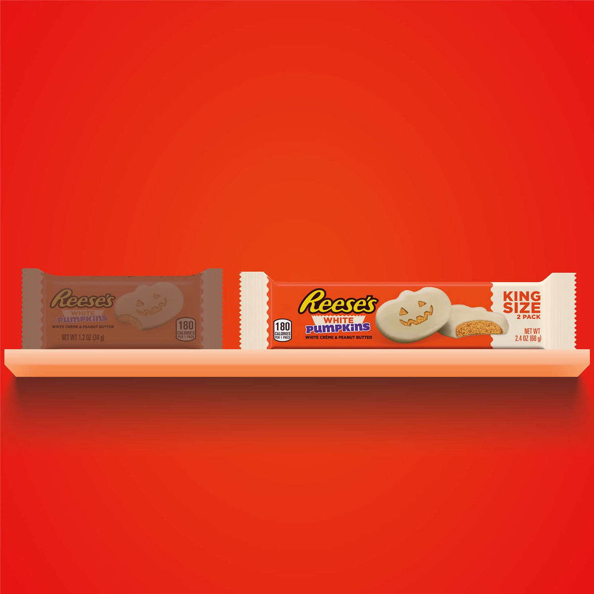 White Creme Peanut Butter King Size Individually Wrapped Pumpkins Candy by Reese's – 2.4 Ounces