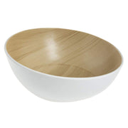 White with Light Wood Melamine Bowl - 9 1/10" Dia by HUBERT – Melamine, White, Model H0284-WHITE