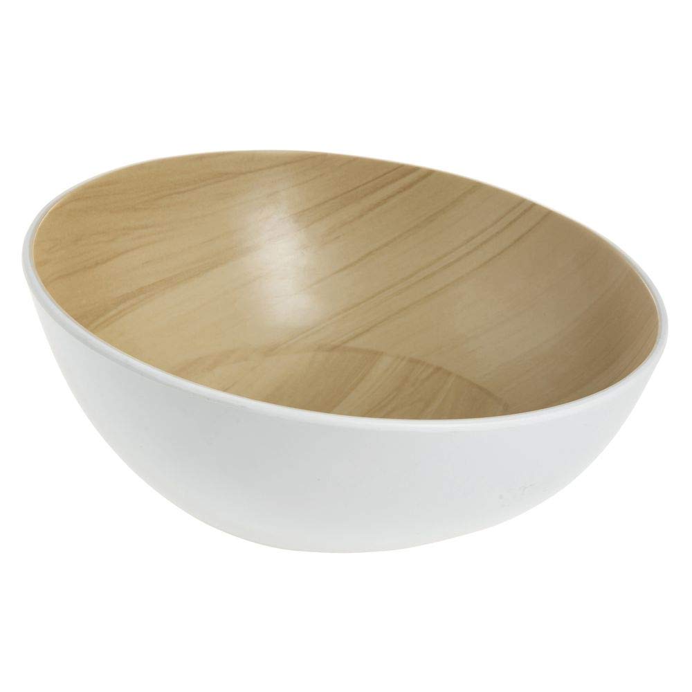 White with Light Wood Melamine Bowl - 9 1/10" Dia by HUBERT – Melamine, White, Model H0284-WHITE