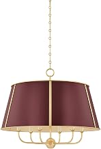 Hudson Valley Lighting MDS121-AGB/CRN Cambridge - 6 Light Chandelier - 23 Inches Tall and 28.5 Inches Wide - Aged Brass/Soft Crimson