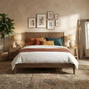 Furnifact Solid Wood Platform Bed Frame with Headboard and Footboard, King Size Bed Frame Wooden Bedframe for Bedroom, Barnwood - image 6