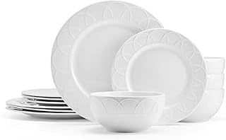 Pfaltzgraff Jules 12 Piece Dinnerware Set, Service for 4 White