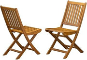 Outdoor Dining Chairs Set of 2 with Slatted Back, Oil Finish, Durable Wood Construction, Comfortable Seating for Patio and Garden