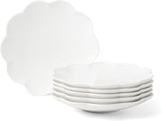 Lenox Studio 1414 Scallop Accent Plates Set For 6 | Ceramic Plates | Bone China | Microwave Safe | Dishwasher Safe | White | Plate Set | Dinnerware Sets | Dishes | Dish Set