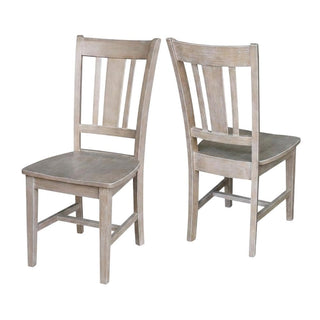 Solid Wood Dining Chair with Splatback by Furnifact – Wood, Washed Gray Taupe, Pack of 2