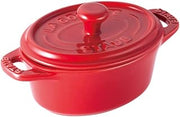 STAUB Ceramic Cocotte Oval 40511-869 Ceramic Oval Mini Cocotte Pair, Cherry 4.3 inches (11 cm), Set of 2, Heat Resistant, Storage Container, Microwave Safe