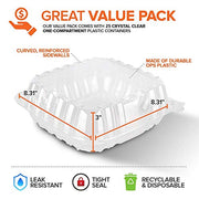 Stock Your Home 8" x 8" - 25 Count / Clear / 1 Clamshell Take Out Containers