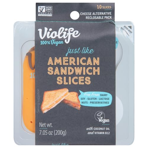 Plant Based Singles Cheese Slices by Violife – 7.05 Ounce, Model 0810934030994